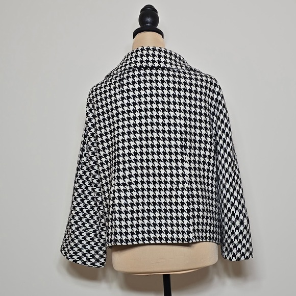 Lapis Houndstooth Blazer Jacket Women's Black White Button Front Size M - Picture 2 of 9